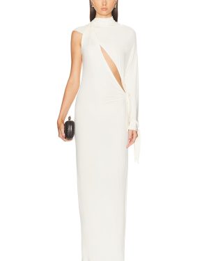 Atlein One Shoulder Cut Out Draped Dress in Coa Off White - White. Size 36 (also in ).