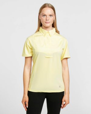 Aubrion Women's Short Sleeve Tie Shirt Yellow, Yellow