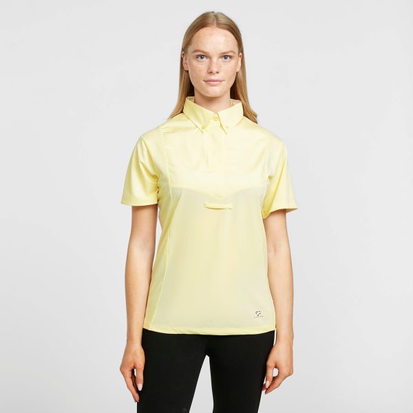 Aubrion Women's Short Sleeve Tie Shirt Yellow, Yellow