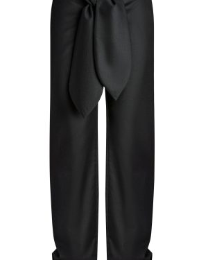 Aya Muse - Vest Tie-Detailed Wool Satin Straight-Leg Pants - Black - S - Moda Operandi