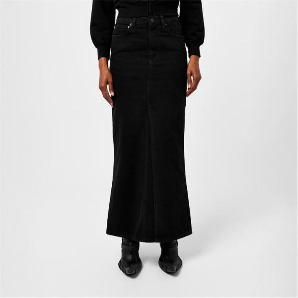 BALENCIAGA Denim Maxi Skirt - Black