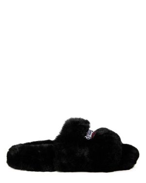 BALENCIAGA Furry Sliders - Black