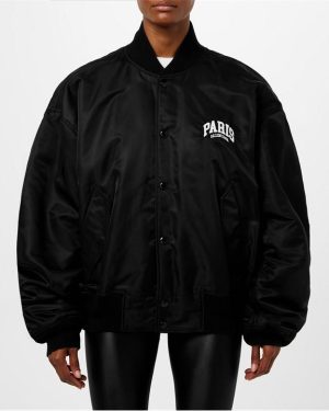 BALENCIAGA Paris Varsity Jacket - Black