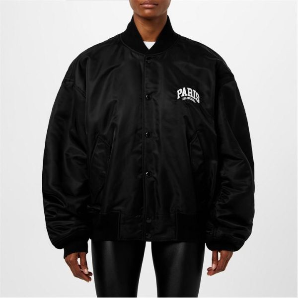BALENCIAGA Paris Varsity Jacket - Black