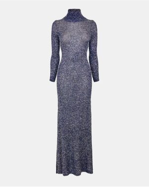 BALENCIAGA Sequin Knit Maxi Dress - Blue