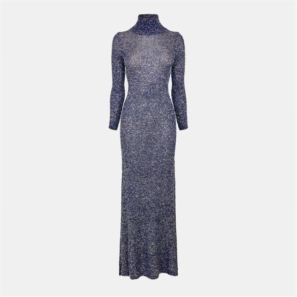 BALENCIAGA Sequin Knit Maxi Dress - Blue