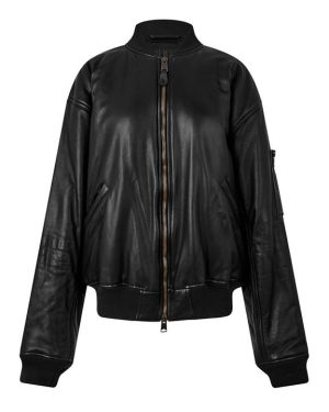 BALENCIAGA Soft Leather Bomber Jacket - Black