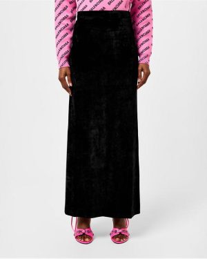 BALENCIAGA Velvet Maxi Skirt - Black