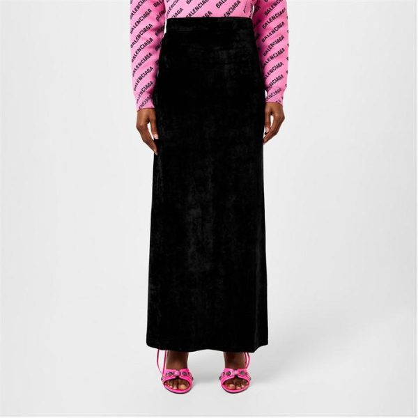 BALENCIAGA Velvet Maxi Skirt - Black