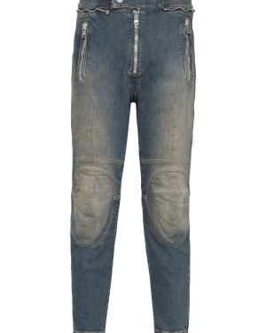 BALMAIN KNEE-PADS RIDER JEANS Size: 32, colour: BLUE
