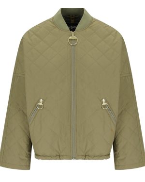 BARBOUR EMLYN DUSKY GREEN QUILTED BOMBER JACKET