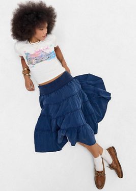 BDG Bea Shirred Midi Skirt - Navy XS at Urban Outfitters