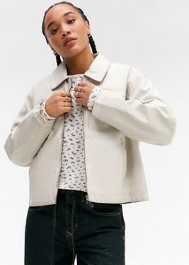 BDG Boxy Dex Faux Leather Jacket - Neutral XL at Urban Outfitters