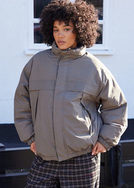 BDG Nara Reversible Padded Jacket - Khaki S/M at Urban Outfitters