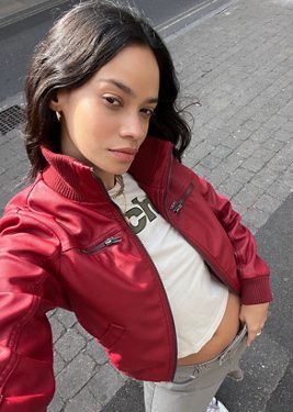 BDG Ronnie Faux Leather Jacket - Red 2XS at Urban Outfitters