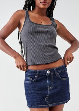 BDG Ultimate Denim Mini Skirt - Dark Blue XL at Urban Outfitters