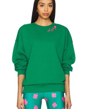 BEACH RIOT Devyn Oversized Sweatshirt in Green. Size S, XS.