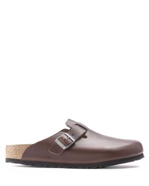 BIRKENSTOCK Boston Grip Natural Leather Clogs Size: 45, colour: BROWN