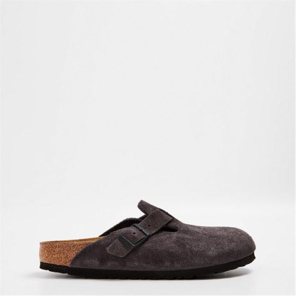 BIRKENSTOCK Boston Suede Flat Sandals - Grey
