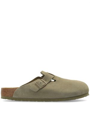 BIRKENSTOCK Boston Suede Leather Clogs Size: 42, colour: BEIGE