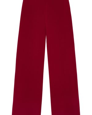 BIRROT - High-Waisted Bonded Crepe Straight-Leg Pants - Red - 1 - Moda Operandi