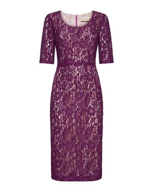 BLANCA VITA | Purple floral lace Alnus sheath dress | Women | 40