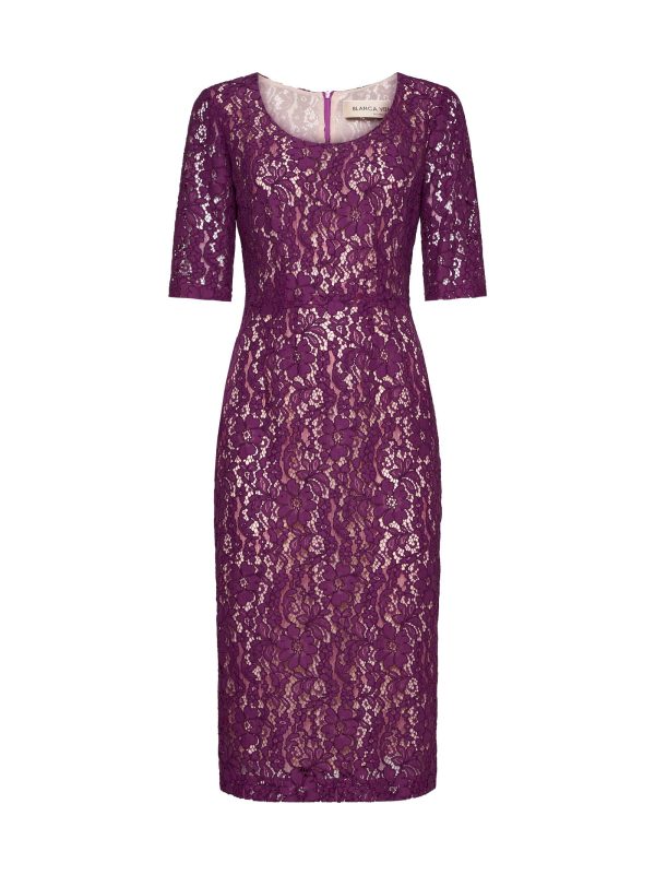 BLANCA VITA | Purple floral lace Alnus sheath dress | Women | 40
