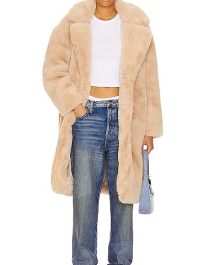 BLANKNYC Faux Fur Coat in Beige. Size M, XS.