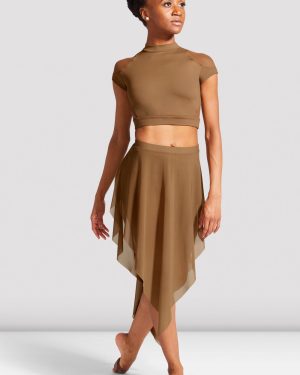 BLOCH Ladies Hanae Cap Sleeve Crop Top, Almond