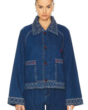 BODE Embroidered Denim Jacket in Indigo - Denim-Dark. Size M (also in ).