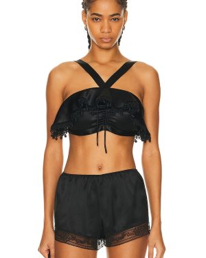 BODE Ruffle Bra Top in Black - Black. Size L (also in M).