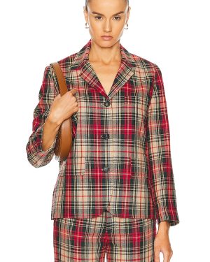 BODE Truto Plaid Suit Jacket in Red - Red. Size 2 (also in 4, 6, 8).
