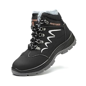 BOKRYE Safety Boots Lightweight Steel Toe Cap Winter Shoes(Black,8.5