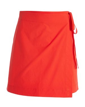 BONDI BORN - Avila Wrap Cotton Mini Skirt - Red - XS - Moda Operandi