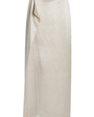BONDI BORN - Kobe Wrapped Satin Maxi Skirt - Silver - XS - Moda Operandi