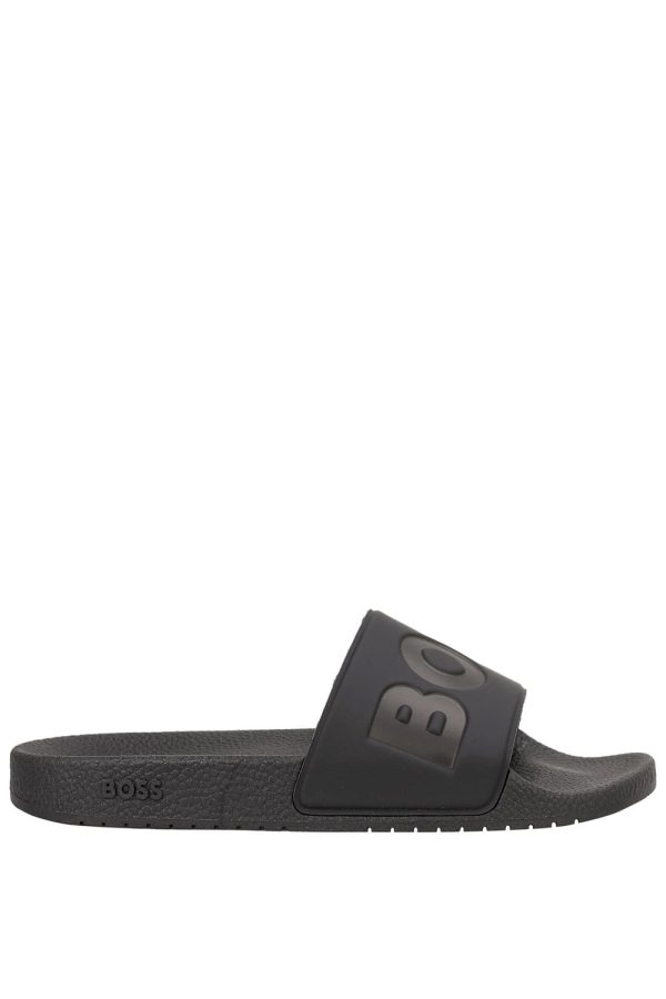 BOSS ARYEH POOL SLIDERS Size: 10, colour: BLACK