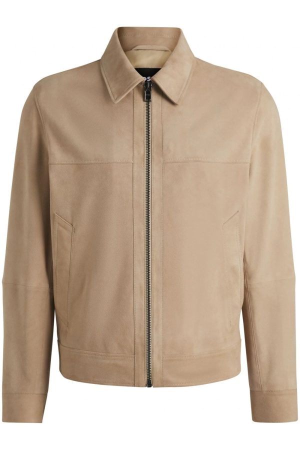 BOSS H MALBANO 5 LEATHER JACKET Size: 50, colour: BEIGE