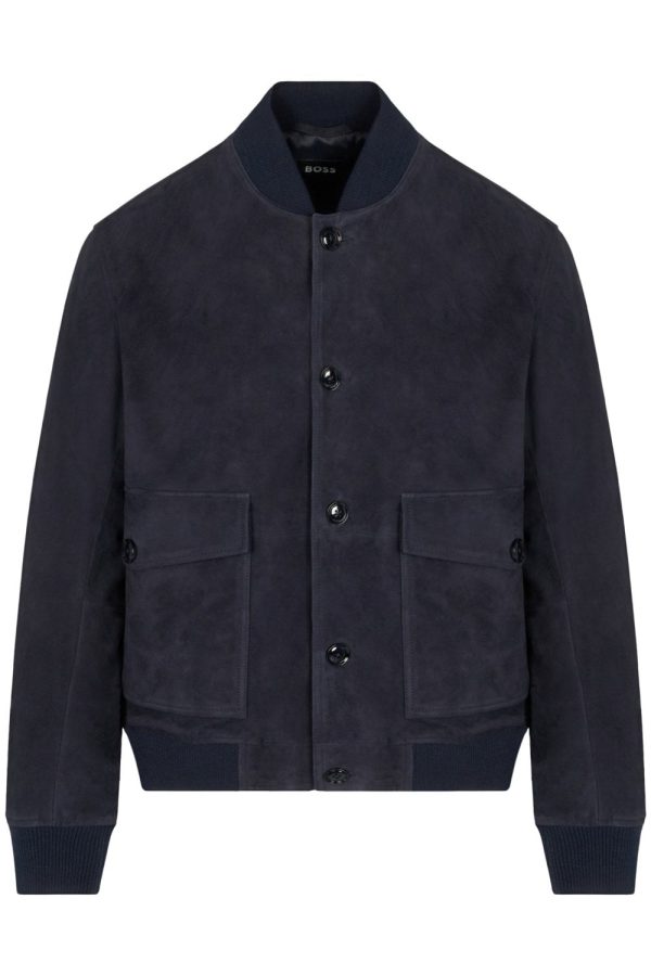 BOSS H MELOT LEATHER JACKET Size: 52, colour: NAVY