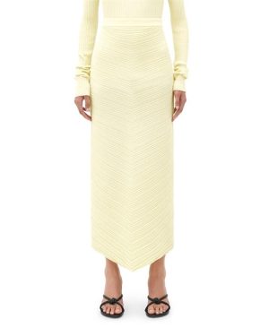 BOTTEGA VENETA Cotton Rib Midi Skirt - Yellow