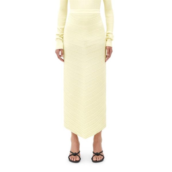BOTTEGA VENETA Cotton Rib Midi Skirt - Yellow