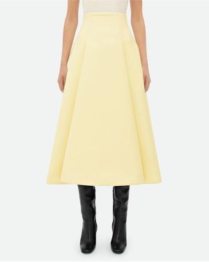 BOTTEGA VENETA Pleated Wide Midi Skirt - Yellow