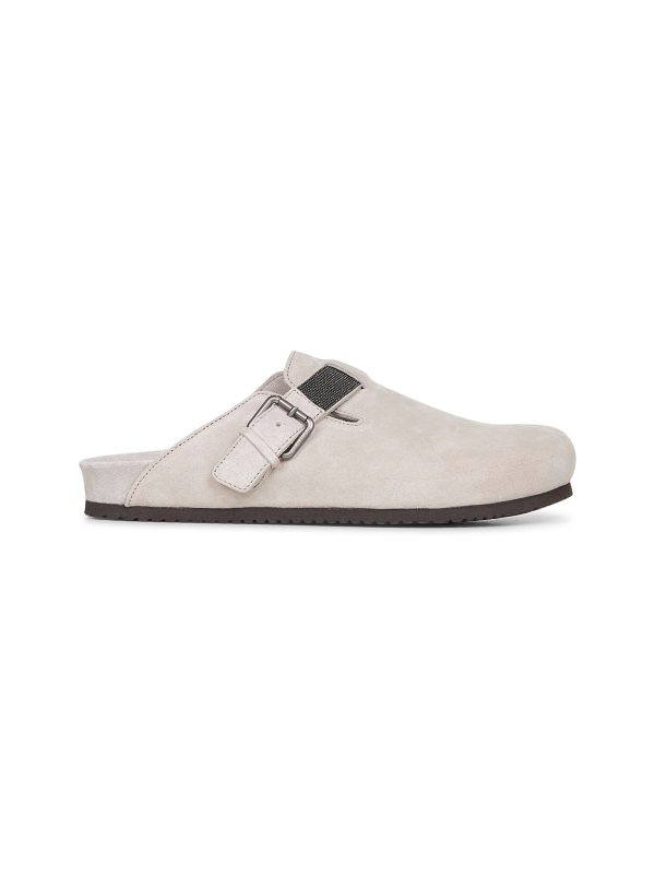 BRUNELLO CUCINELLI | Grey suede monili clogs | Women | 37