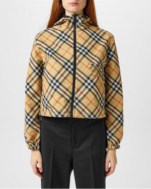 BURBERRY Check Windbreaker - Beige