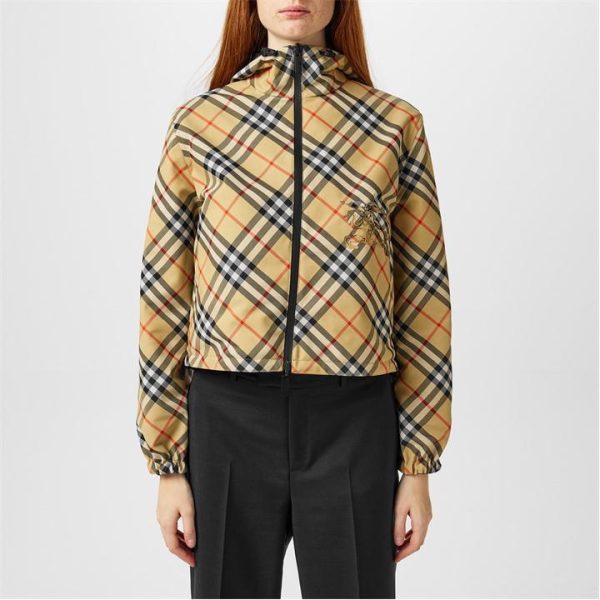 BURBERRY Check Windbreaker - Beige