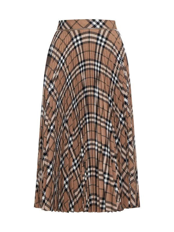 BURBERRY | Linden Check wool blend pleated skirt | Women | 6
