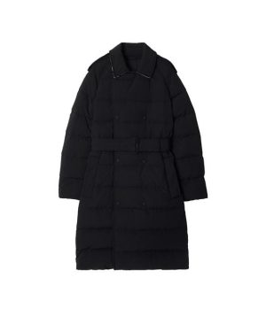 BURBERRY Mid-Length Nylon Puffer Coat - Black