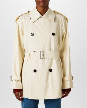 BURBERRY Short Gabardine Trench Coat - Beige