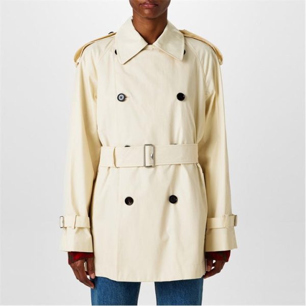 BURBERRY Short Gabardine Trench Coat - Beige