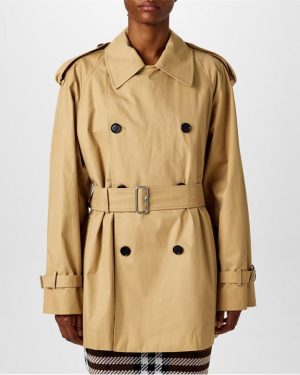 BURBERRY Short Gabardine Trench Coat. - Beige