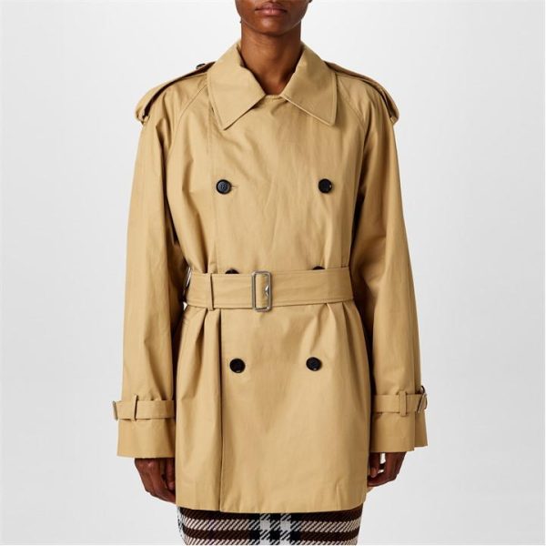 BURBERRY Short Gabardine Trench Coat. - Beige